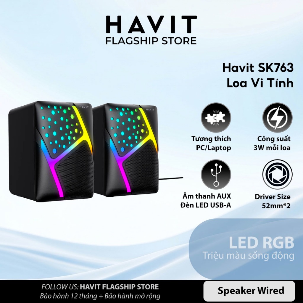 Loa Vi Tính Havit SK763 Công Suất 6W | Đèn Led RGB
