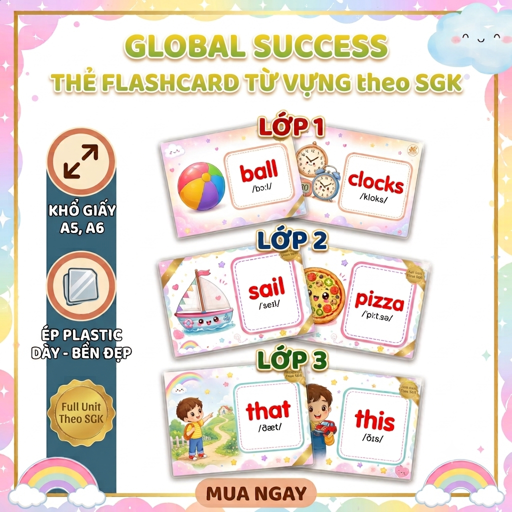Flashcard Tiếng Anh Global Success Lớp 1 Lớp 2 Lớp 3 4 5 | Thẻ Học Từ Vựng Theo SGK | Full Unit | Tậ