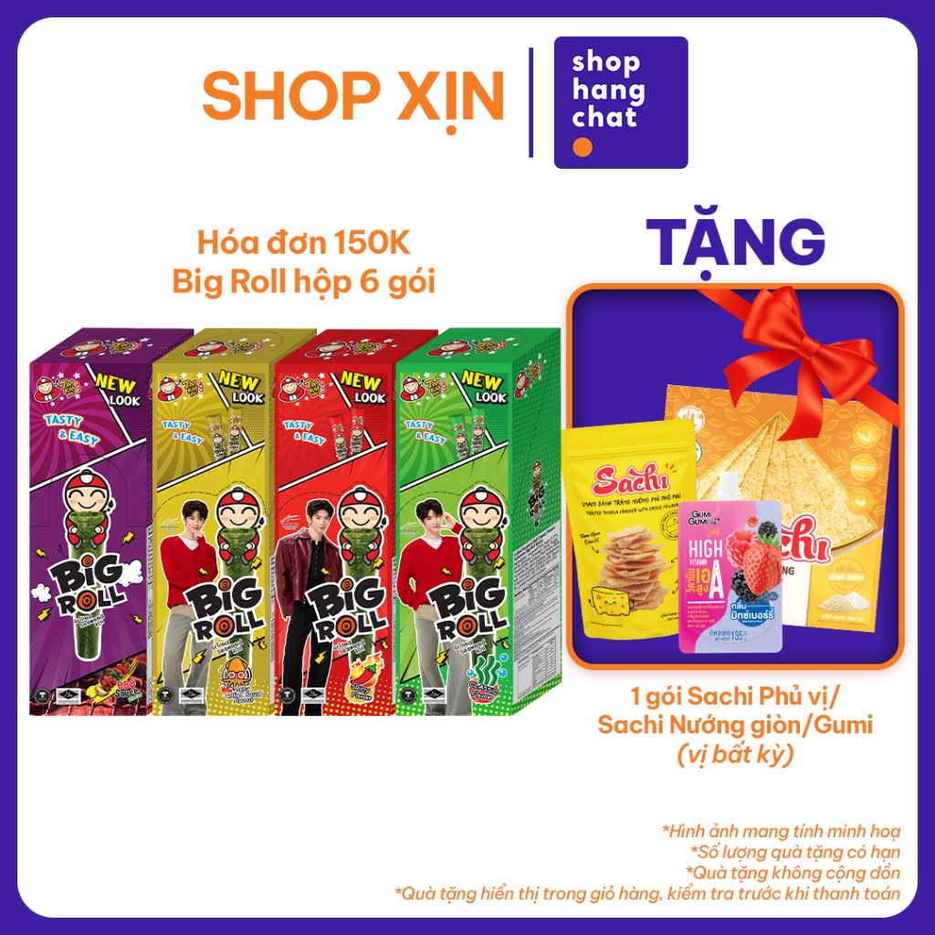 [Đơn 150k Tặng 1 gói Sachi PV/Sachi NG/Gumi] Snack Rong Biển Taokaenoi BIG ROLL (Hộp 6 Gói) Thái Lan