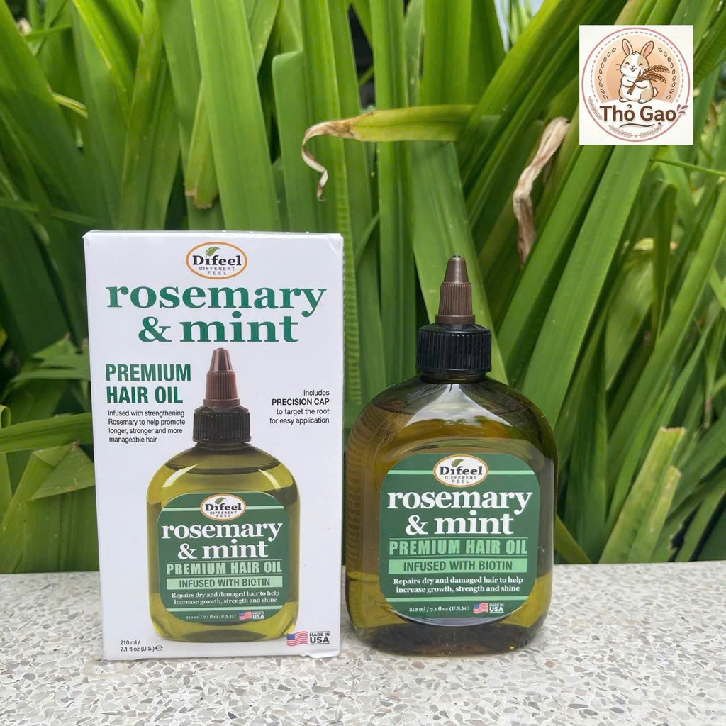 Tinh Dầu Dưỡng Tóc Difeel Rosemary & Mint Premium Hair Oil (210ml) - Kích Thọc Mọc Tóc, Giảm Gãy Rụn