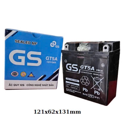 GS GT5A ắc quy xe máy GS 5A cao dùng cho xe Dream, Mio, Jupiter, Sirius, Taurus, Smart, Viva, Wave..