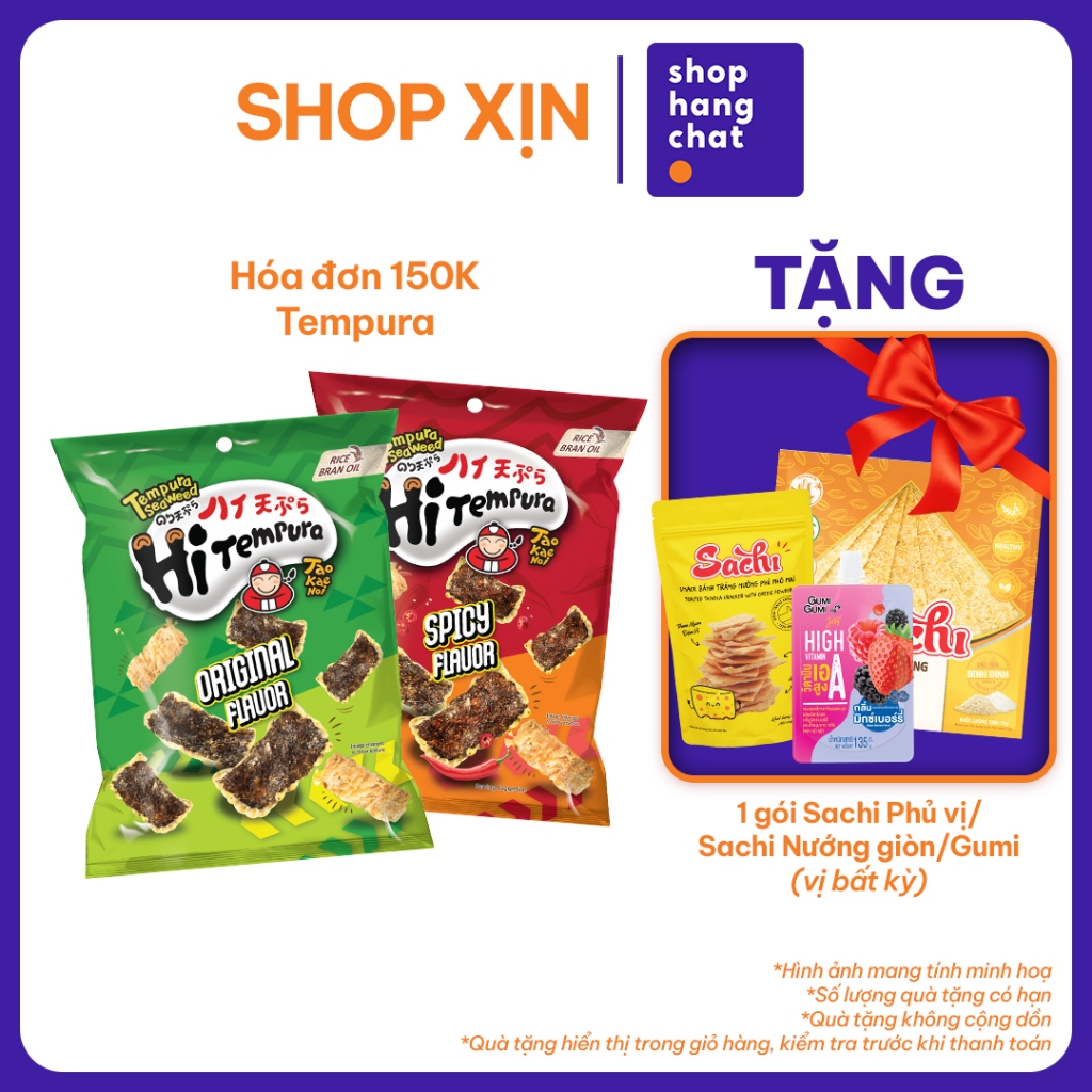 [Đơn 150k Tặng 1 gói Sachi PV/Sachi NG/Gumi] Snack Rong Biển Taokaenoi TEMPURA Chiên Giòn Ăn Vặt Nhậ