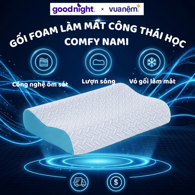 Gối công thái học, gối foam vũ trụ Comfy Nami 40x60cm lượn sóng nâng đỡ mềm mại, nâng đỡ cổ vai gáy
