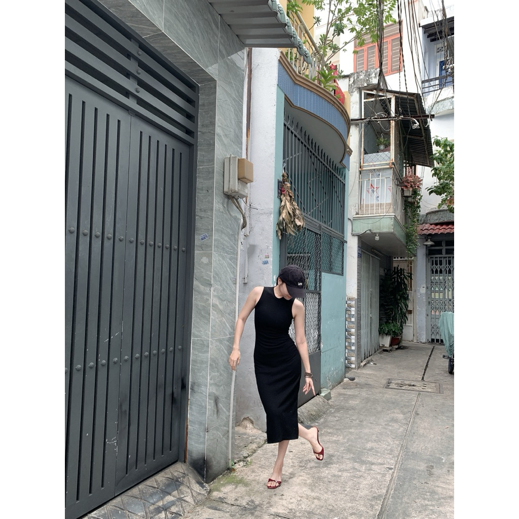 Đầm body chất thun gân xẻ tà ( Hoả tốc HCM )
