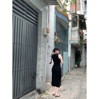 Đầm body chất thun gân xẻ tà ( Hoả tốc HCM )