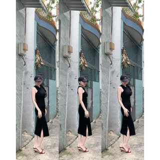 Đầm body chất thun gân xẻ tà ( Hoả tốc HCM )