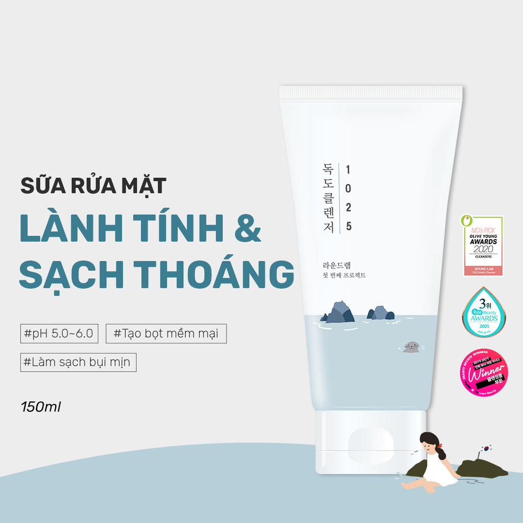Sữa rửa mặt cấp ẩm dịu nhẹ Round Lab 1025 Dokdo Cleanser 150ml