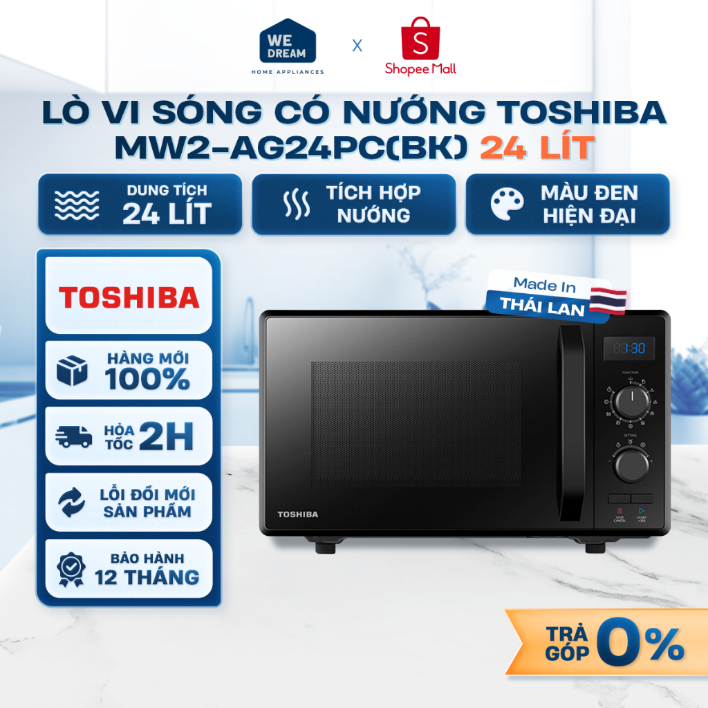 MW2-AG24PC(BK) - Lò Vi Sóng Có Nướng Toshiba 24 Lít MW2-AG24PC(BK) - Hàng Chính Hãng, Hàng Mới