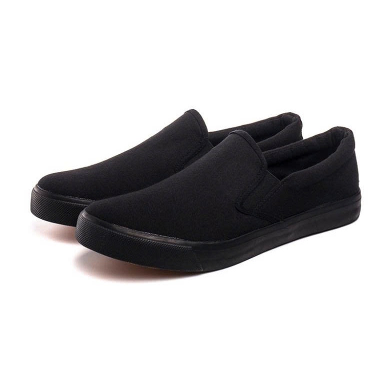 [BIG SIZE 44-50] Giày Xỏ Size Lớn Big Size Slip On Canvas Black Nam Dép Sneaker Ngoại Cỡ 44 45 46 47