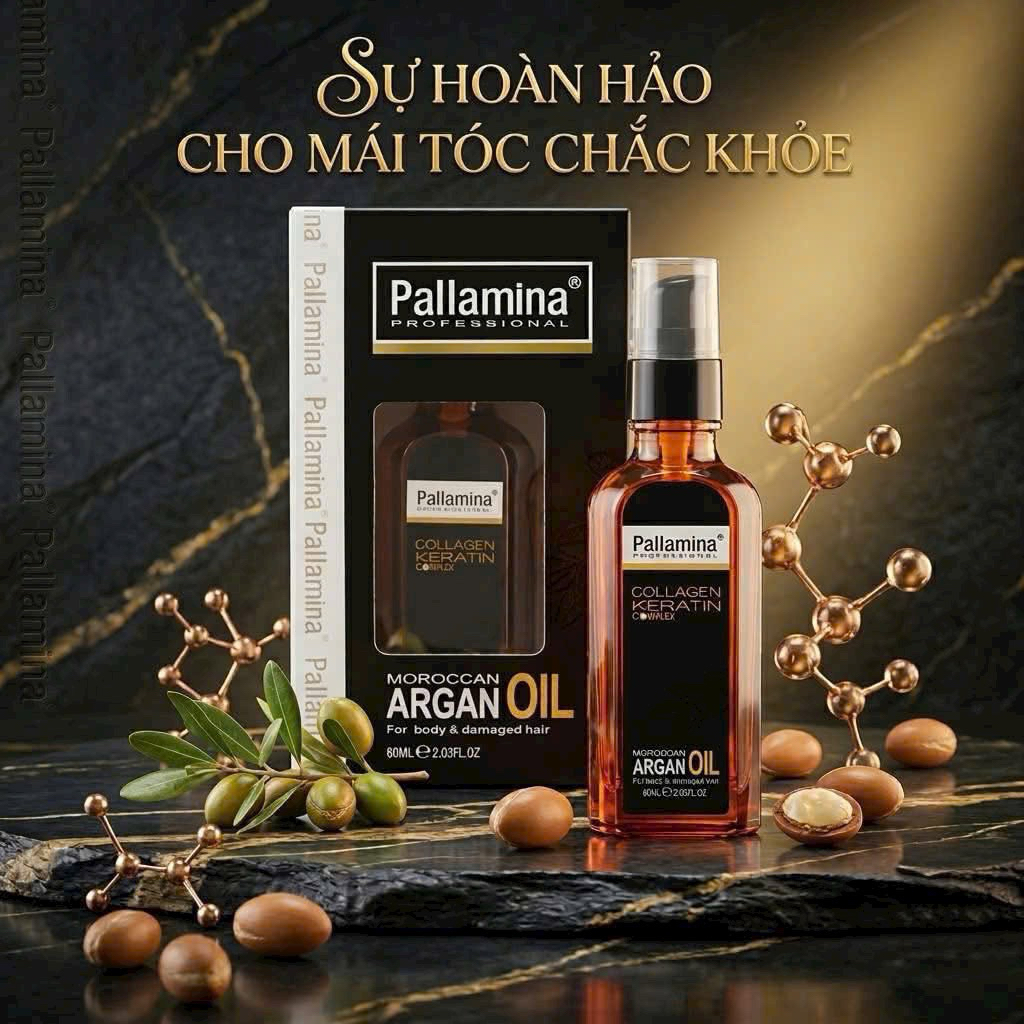 Tinh dầu Argan Oil Pallamina Collagen Keratin 60ml