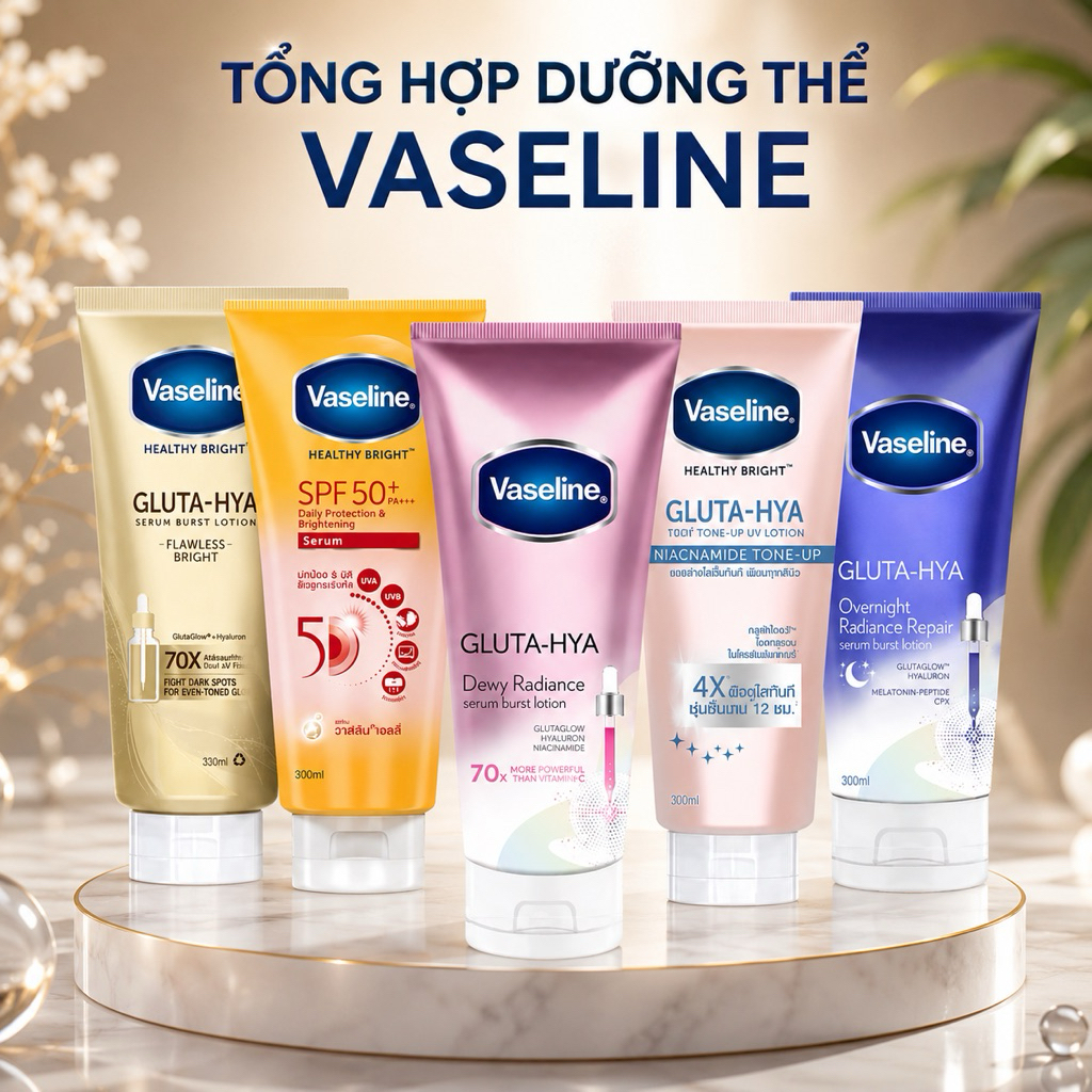 ( Tổng hợp )Sữa dưỡng thể Vaseline Trắng Da 4X, Dưỡng Ẩm 10x Chống Nắng - Serum Vasaline Dưỡng Thể B
