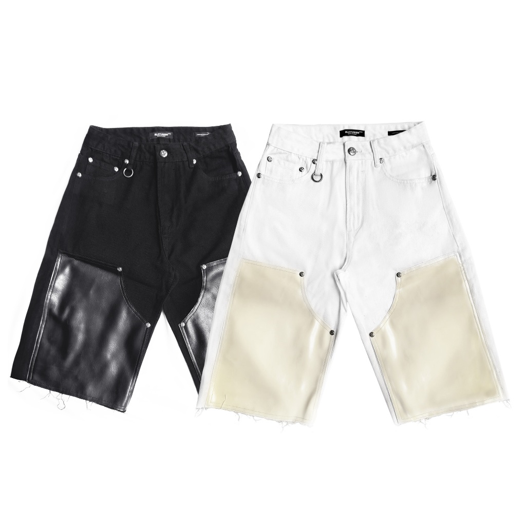 ALCYUS | Quần short denim phối da "DBK-LT"
