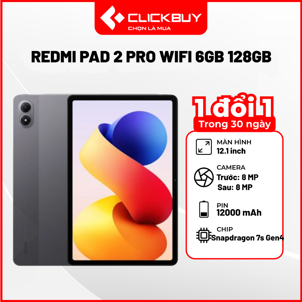 Máy Tính Bảng Redmi Pad 2 Pro WiFi 6GB/128GB Màn Hình 12.1 Inch Snapdragon 7s Gen 4 Chính Hãng