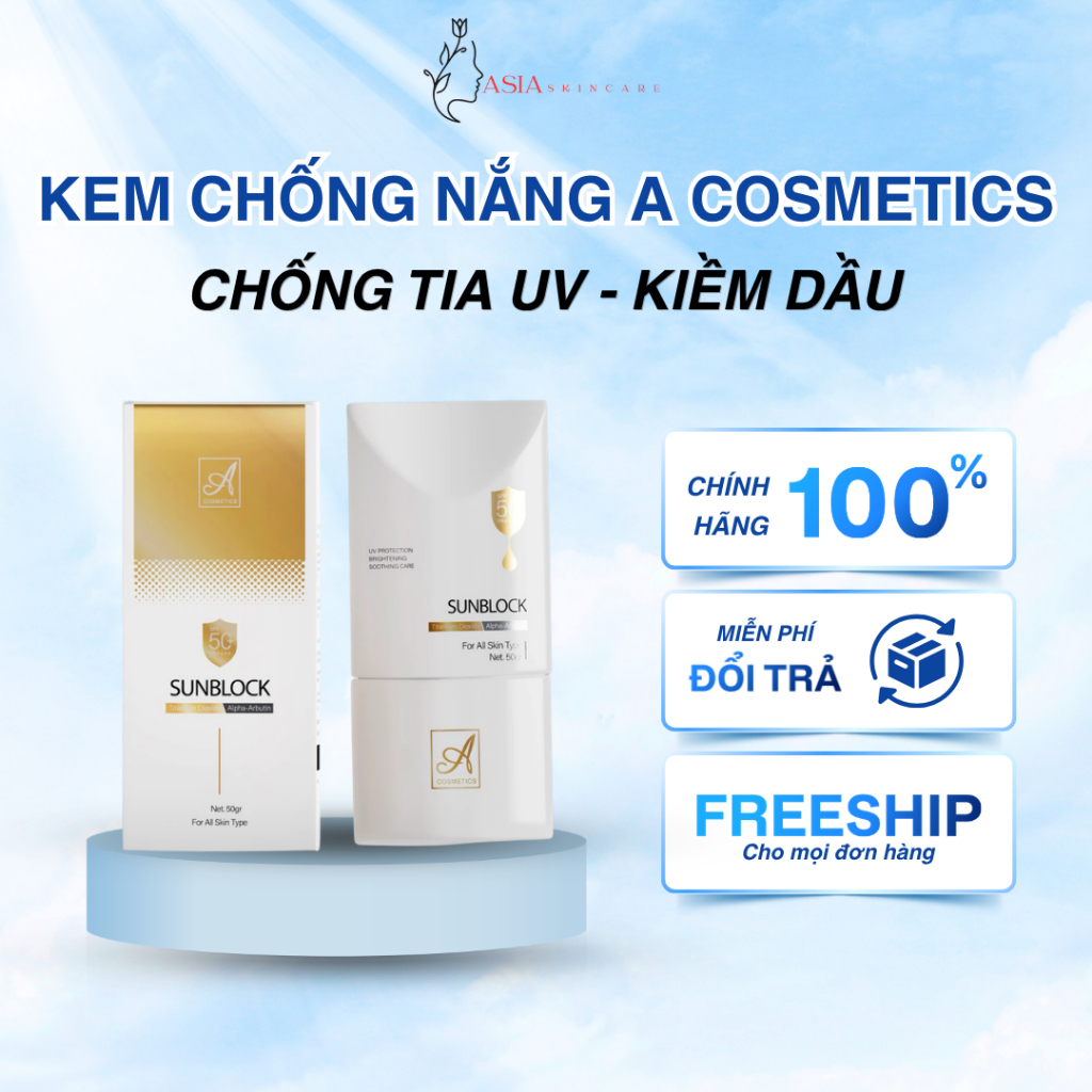 Kem chống nắng A Cosmetics SPF50+ chống tia UV kiềm dầu khô thoáng 50g DC213