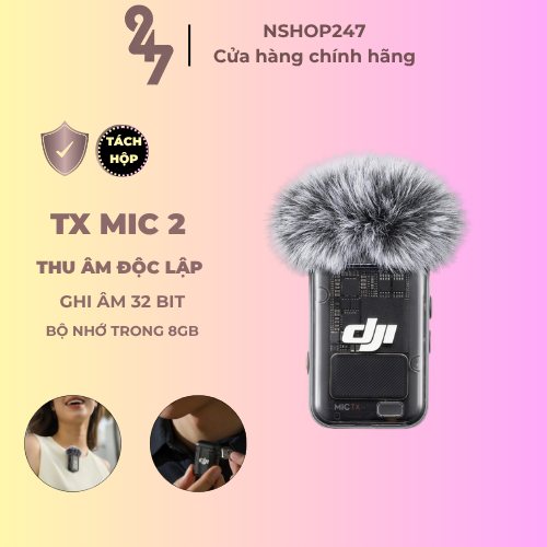 [NSHOP]Lẻ Bộ Phát TX DJI Mic 2+Nam châm+Bông Lọc Gió Hàng New Tách Hộp Kết Nối Osmo Action Camera