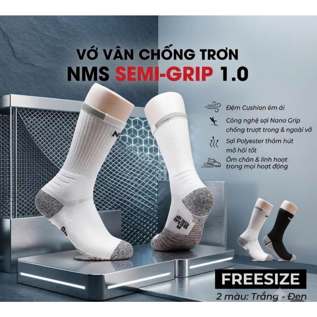 NMS x MINI - Vớ vân chống trơn NMS SEMI GRIP 1.0 Crew Sock.