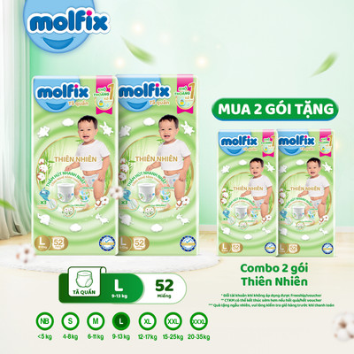 [KOL_MUA 2 ĐƯỢC 4] Combo 2 Tã/bỉm quần Molfix Thiên nhiên Super Jumbo đủ các size M56/L52/XL46/XXL42