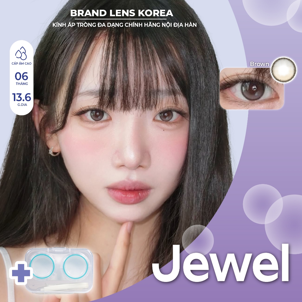 Kính áp tròng cận 6 tháng BRANDLENSKOREA lens nâu giãn tròng tự nhiên highlight B.S.COR JEWEL