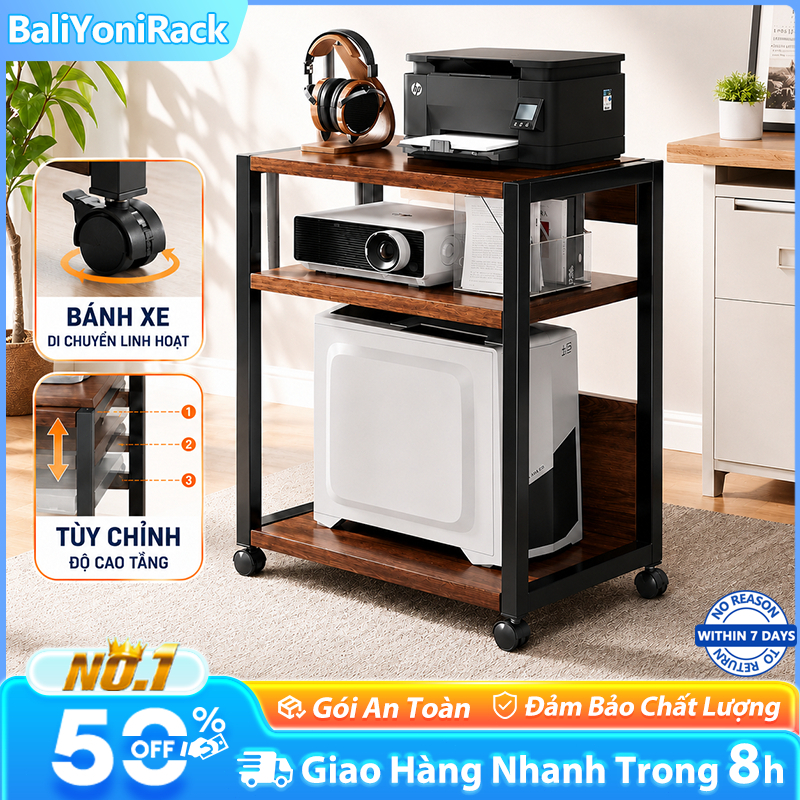 Bali Kệ Máy In Kệ CPU Nhiều Tầng Có Bánh Xe Giá Đỡ Cây Máy Tính Di Động Cho Văn Phòng