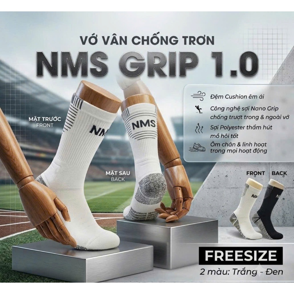 NMS x MINI - Vớ vân chống trơn NMS GRIP 1.0 Crew Sock Best quality