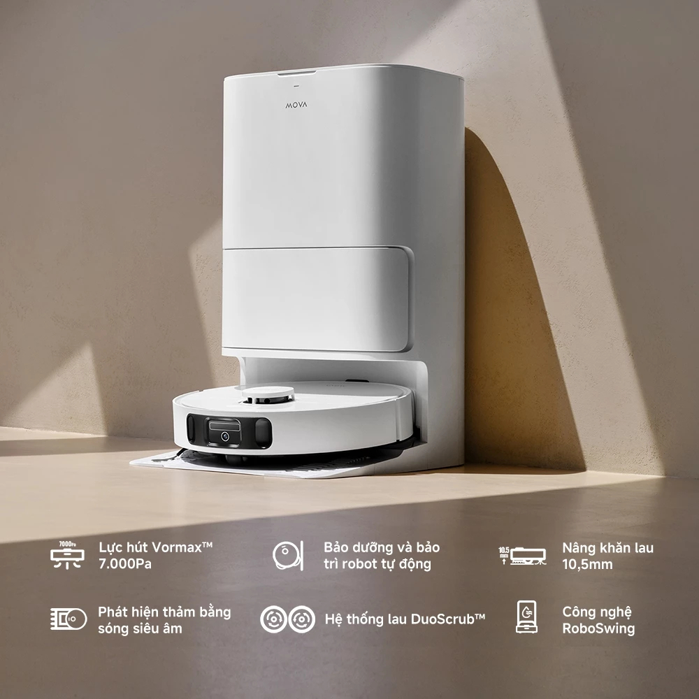 Robot Hút Bụi Lau Sàn Mova E30 Ultra | Lực Hút 7000Pa | BH 36 Tháng Chính Hãng Đổi Trả 15 Ngày