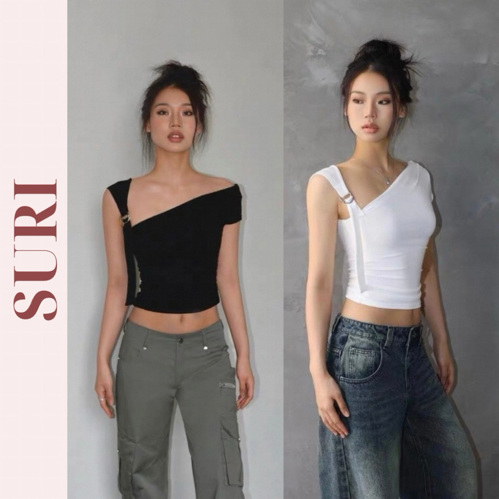 Áo lệch vai form ôm body sexy chất liệu cotton thoáng mát dễ chịu phù hợp cho nữ AC007