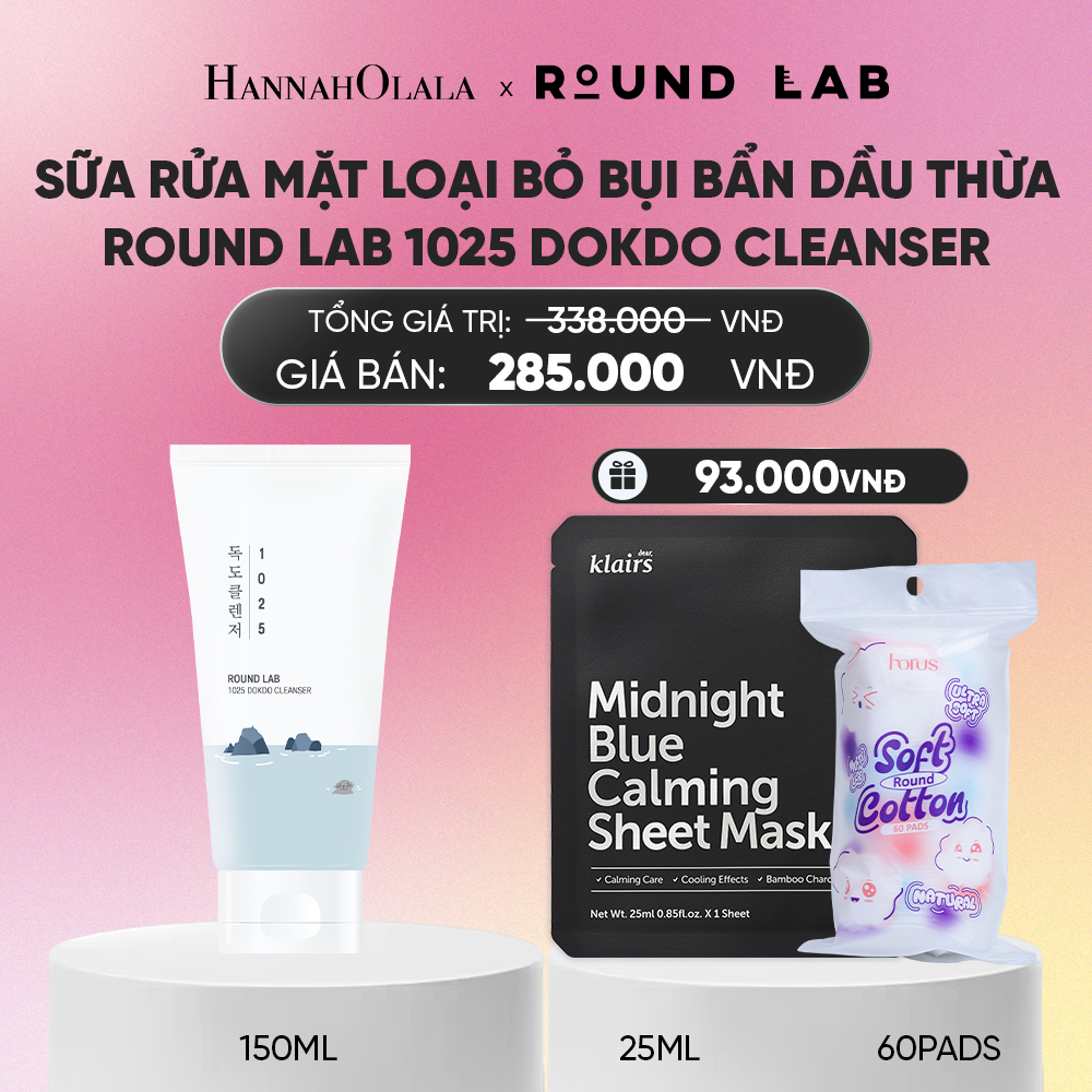 [LIVE HANNAH x ROUND LAB] Sữa Rửa Mặt Round Lab 1025 Dokdo Cleanser 150ml loại bỏ bụi bẩn dầu thừa