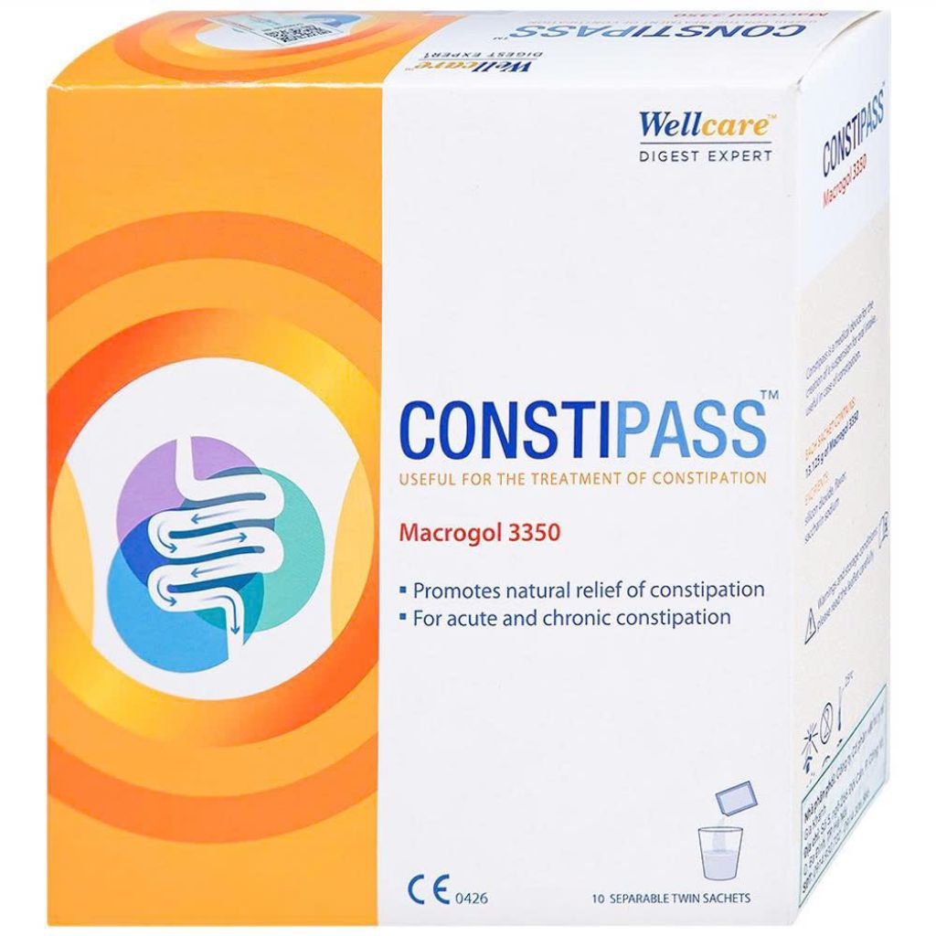 Constipass H/20 gói WELLCARE bột nhuận tràng , khắc phục chứng táo bón.