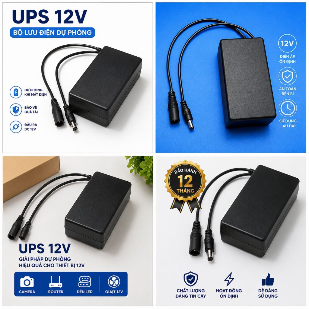 UPS 12V DỰ PHÒNG CAMERA - ROUTER WIFI - MODEM - ĐÈN - QUẠT 12V | BẢO HÀNH 12 THÁNG