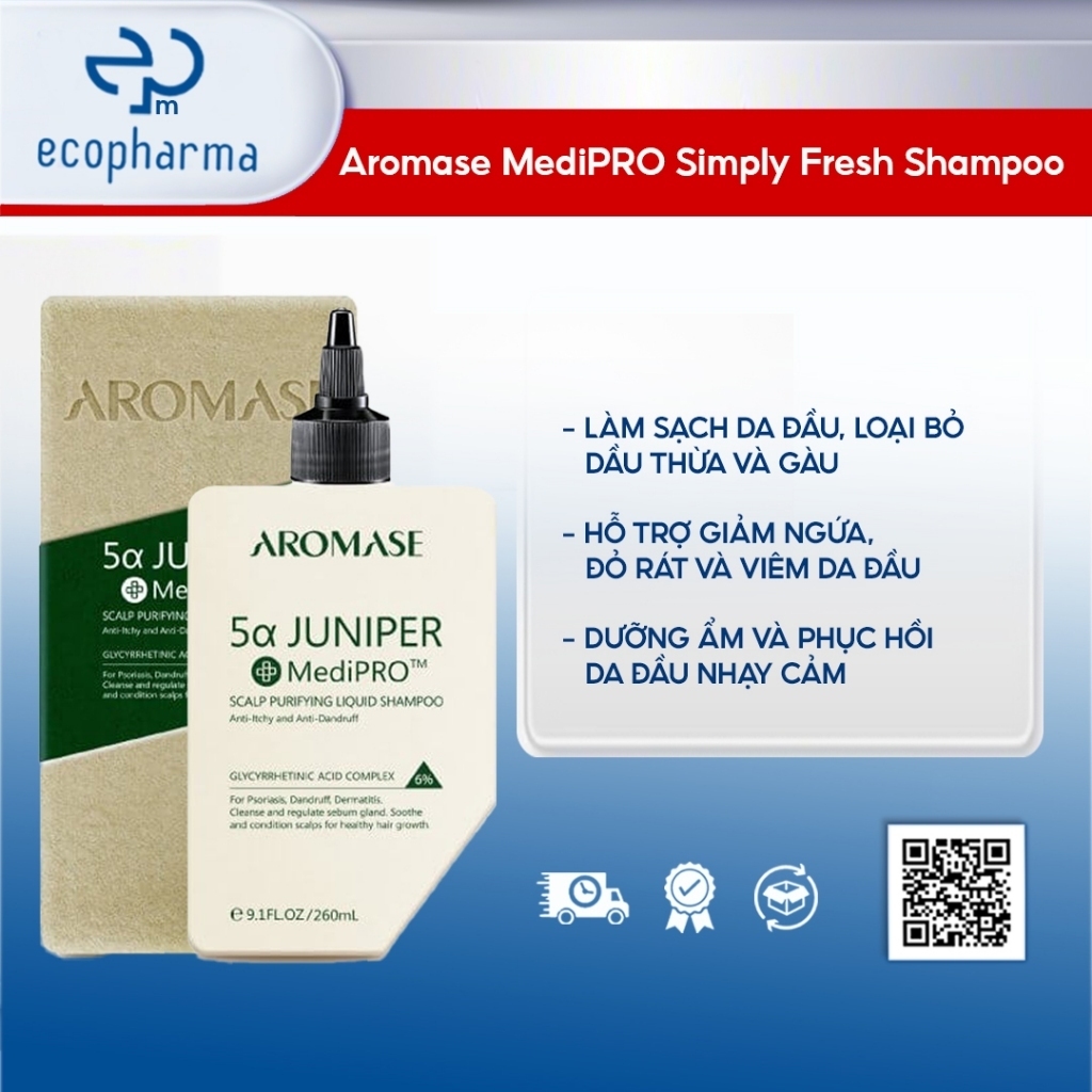 Dầu gội chuyên sâu dạng lỏng Aromase 5α Juniper MediPRO Scalp Purifying Liquid Shampoo 80ml