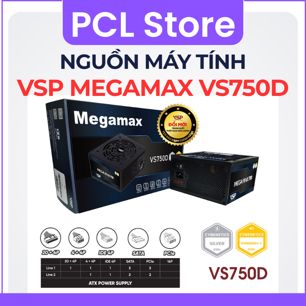 Nguồn máy tính VSP MEGAMAX VS750D 750W Chính Hãng