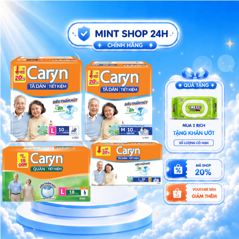 Tã bỉm quần người già caryn ngày và đêm mới size 10/L10/M18/L18/xl10/xl18 cho người gìa, bỉm người g