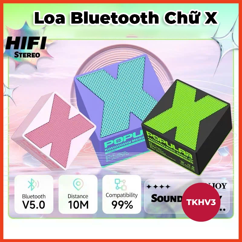 Loa Bluetooth Mini Chữ X 360 ° Âm Trầm Tuyệt Vời,Âm Thanh Nổi  Loa Bluetooth Không Dây Hỗ Trợ Nhạc V