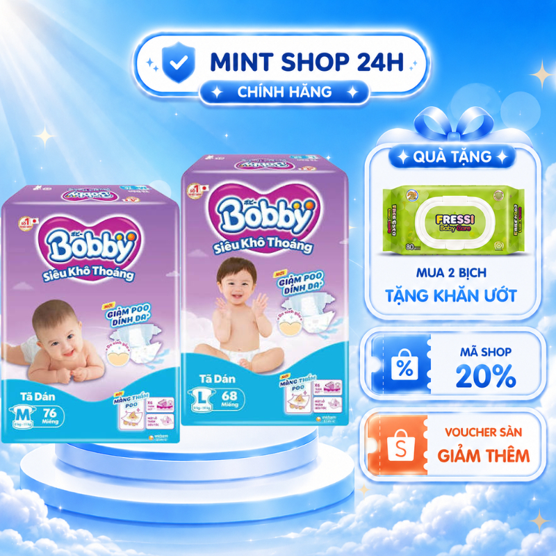 [Hỏa tốc-mã Live/Video] tã dán bobby L68 miếng cho bé từ 9-13kg