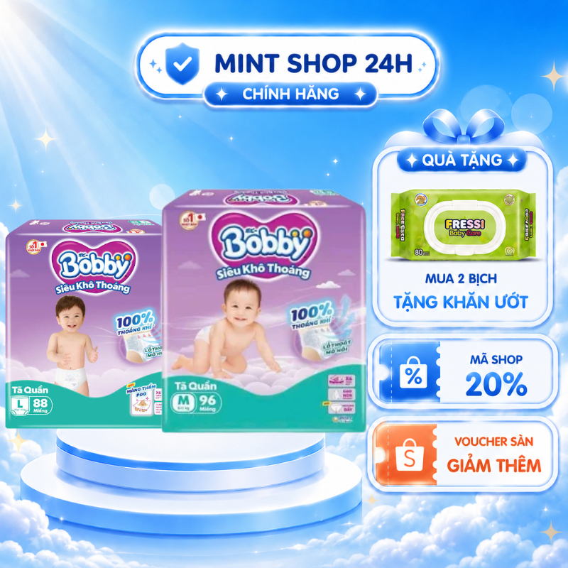 (Hoả tốc) Tã quần bobby Ultra + mới size M96/L88/xl76/xxl70, Bobby mega jumbo L96/xl84/xxl76+4 mới m
