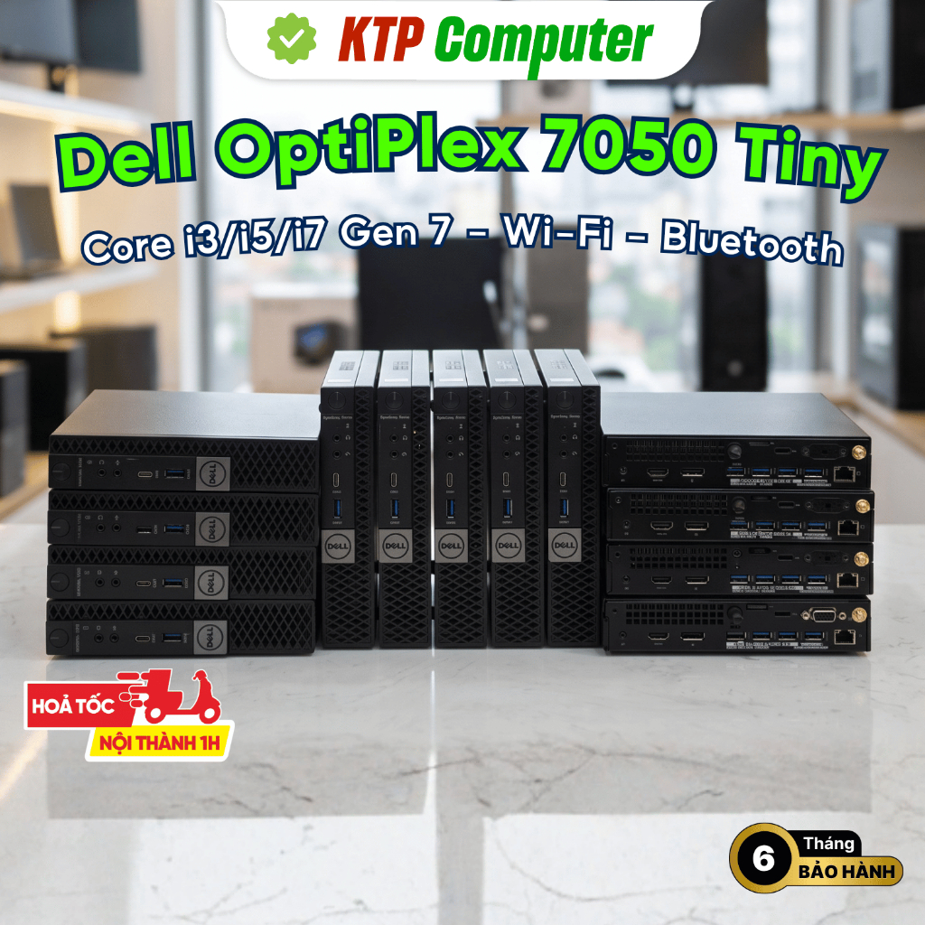 Dell OptiPlex 7050 Tiny/Micro – Core i3/i5/i7 Gen 7, RAM 8GB-32GB, SSD 128GB–1TB, Wi-Fi Bluetooth