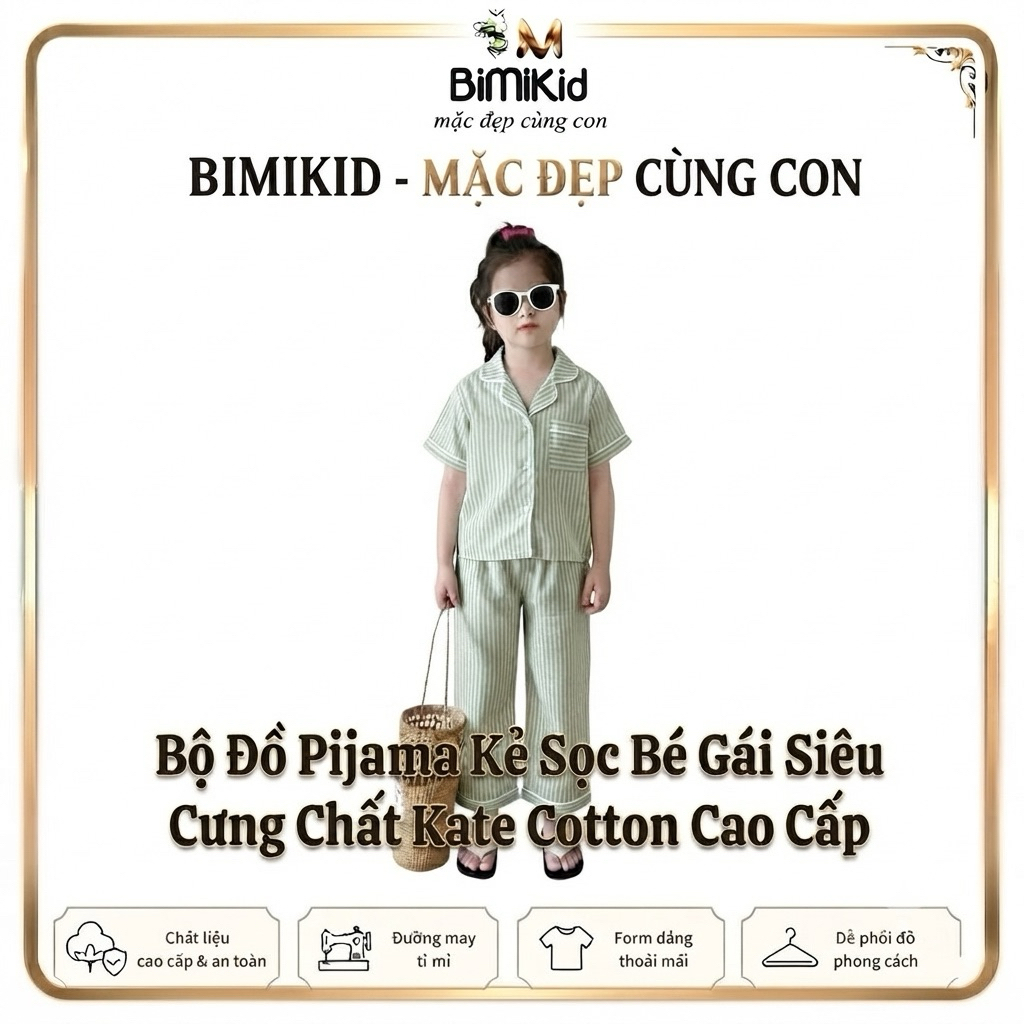 (8-34kg) Bộ Pijama Bé Gái BiMiKid, Đồ Bộ Mặc Nhà Cho Bé Gái Chất Kate Cotton Cao Cấp - PIJAMA