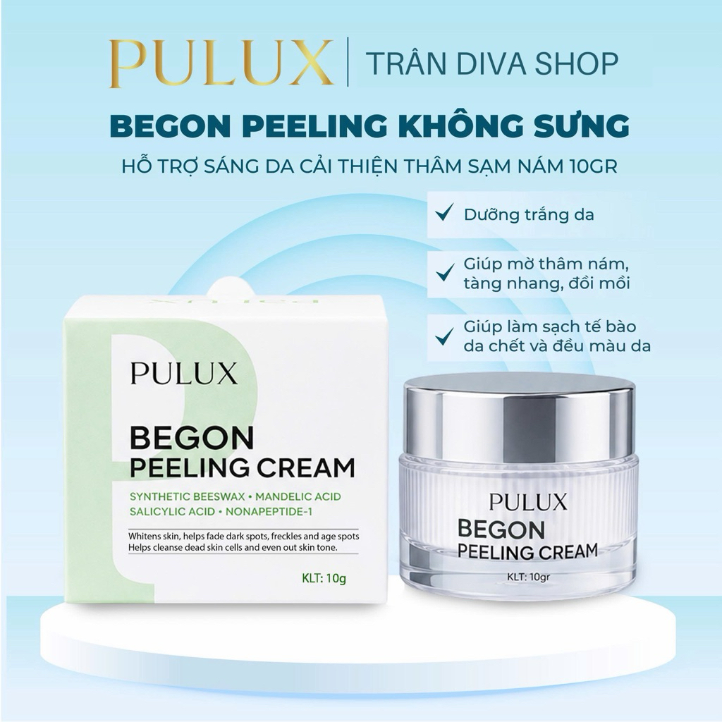 Mã 1 - Kem Peel Bong Da Không Sưng Hỗ Trợ Mờ Thâm Mụn Sạm Nám PULUX BEGON PEELING CREAM 1Ogr