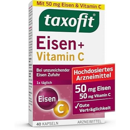 Made.in.Germany💚 - TAXOFIT EISEN Sắt💊vitamin C 🍊hữu cơ hộp 40 viên