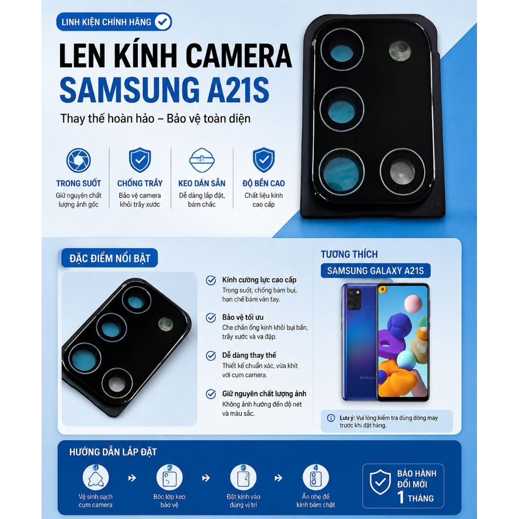 Len kính camera Samsung A21S
