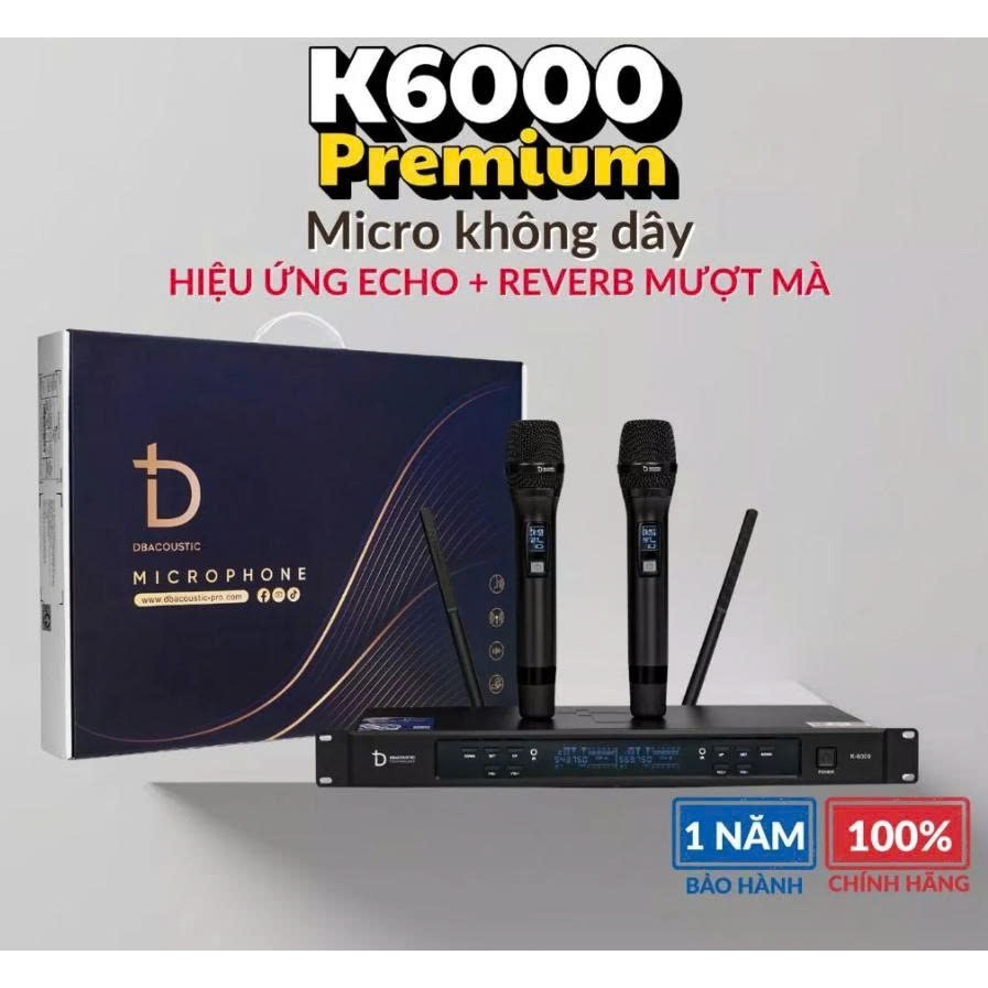 Micro không dây Dbacoustic K6000 PREMIUM Chính Hãng, Chống Hú, Tự ngắt - Bảo Hành 12 Tháng