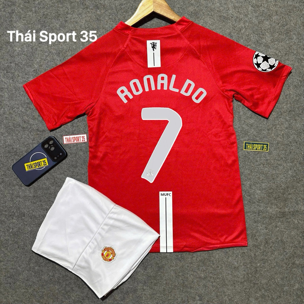 Bộ Quần Áo Bóng Đá Mu Retro, Áo Đá Banh CLB Manchester United 2008 - Mẫu Dài Tay - Vải Thái Cao Cấp