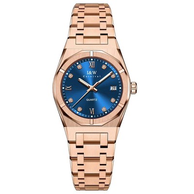 Đồng hồ nữ chính hãng I&W Carnival 751L-T13 mặt xanh Navy,Kính chống xước,Chống nước 30m,Máy điện tử(pin),dây thép