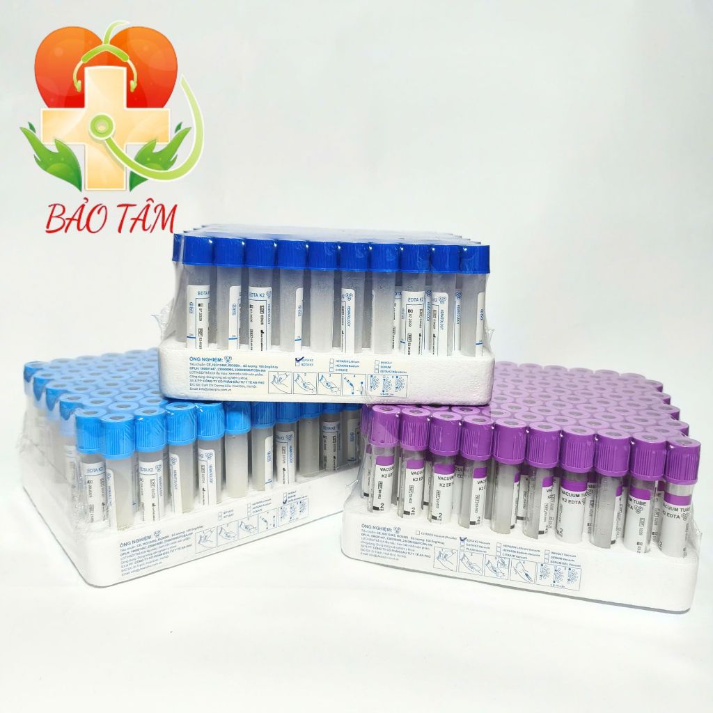 Ống Nghiệm Chống Đông Máu EDTA k2 2ml Thường - EDTA K2 2ml Chân Không - EDTA K2 2ml Nắp Cao Su