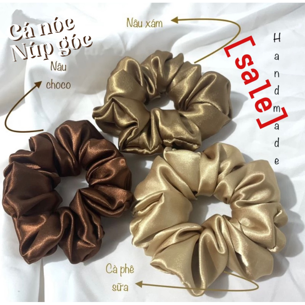 [COMBO 3 Srunchies] Srunchies Lụa Handmade Tone Nâu