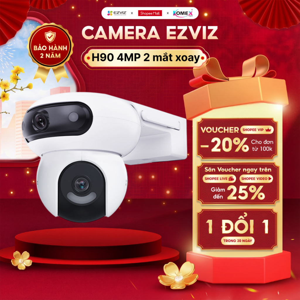 Camera Wifi Ngoài Trời EZVIZ H90 Dual 2K+ (4MP + 4MP) 2 Mắt Xoay 360 Độ Phát Hiện Chuyển Động
