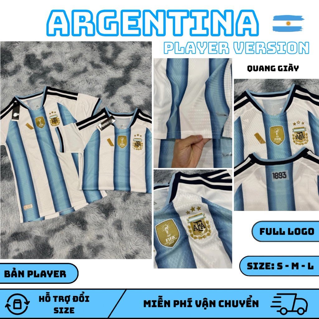 [Chỉ Có Áo - Bản Player] Áo Đá Bóng - Nam Nữ Tuyển QG ARGENTINA, Form Âu