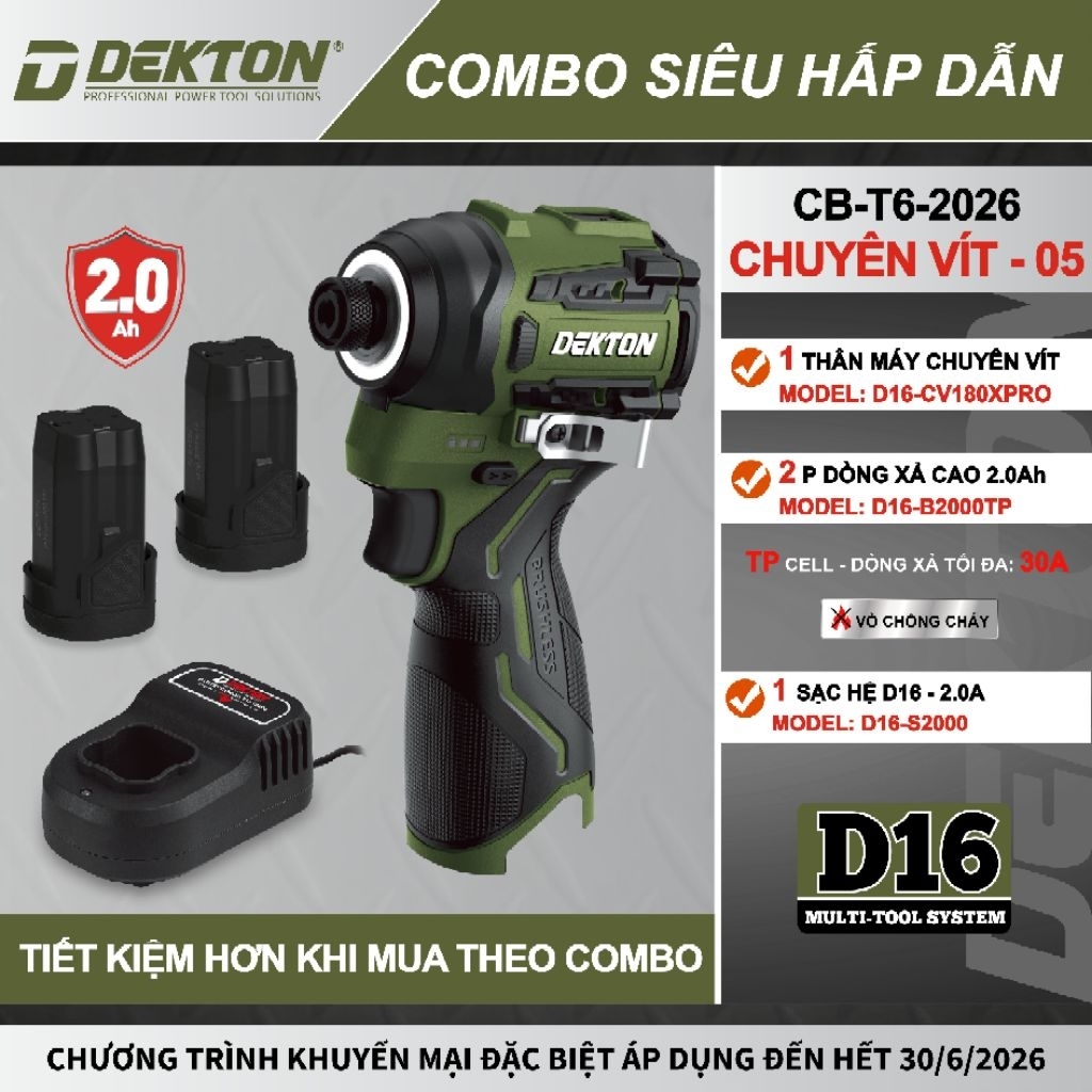 🔥VÍT 16.8V DEKTON -  D16-CV180XPRO (Màu Olive)
