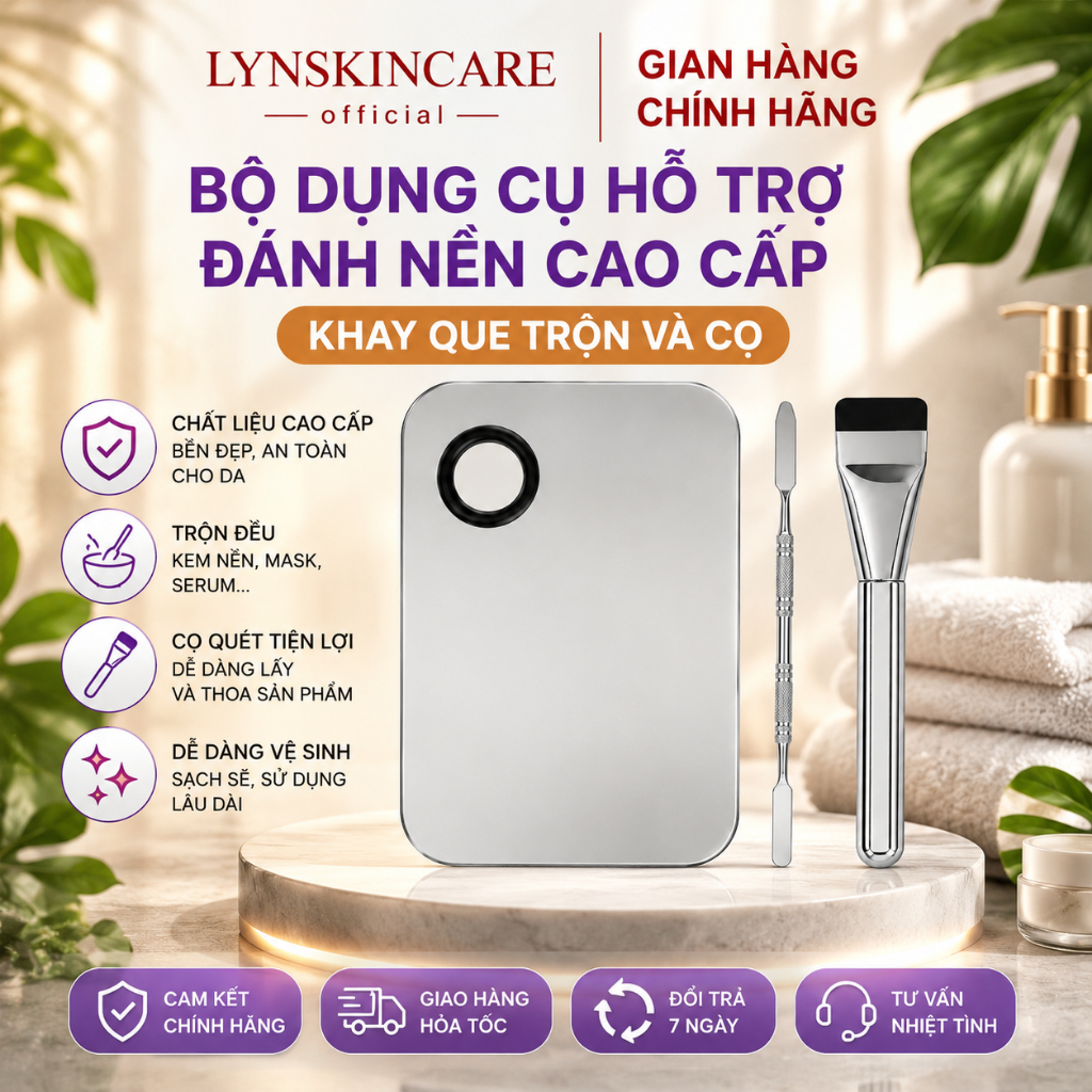 Bộ Dàn Nền Cao Cấp 3 Món Khay, Que Trộn Và Cọ Dẹt Dàn Nền, Sản Phẩm Nội Địa Trung