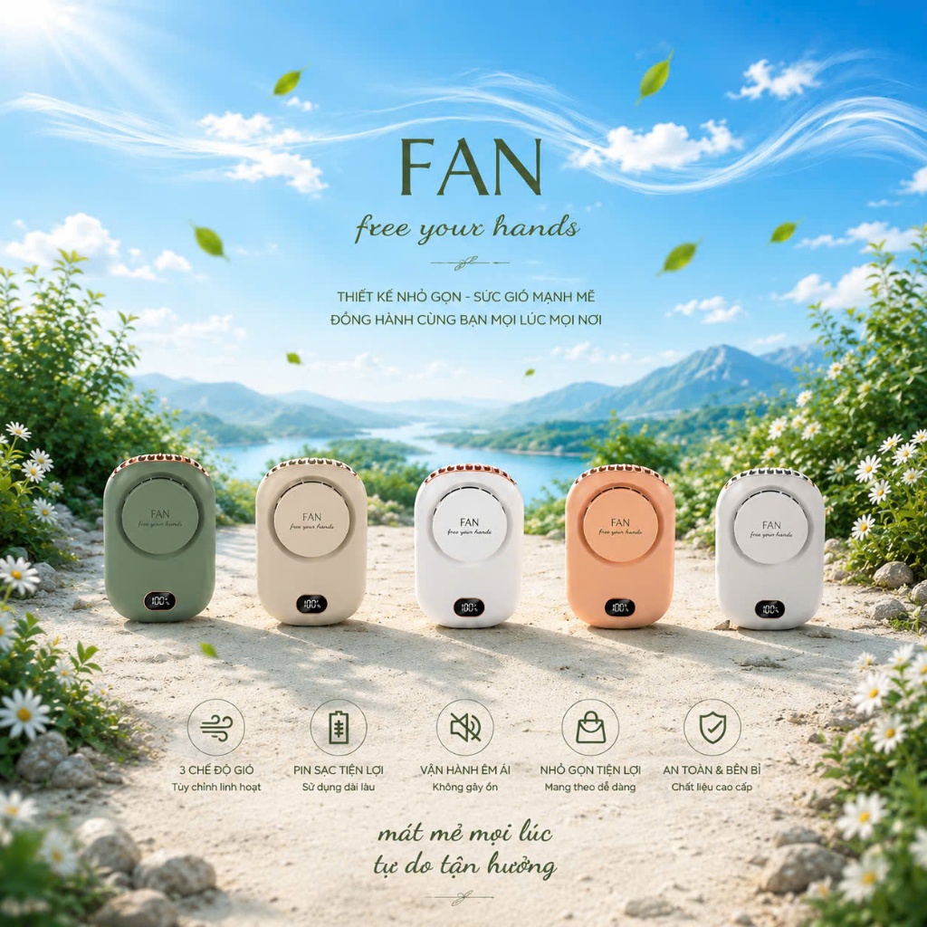 Quạt Đeo Cổ Mini Cầm Tay FAN DQ203 Hiển Thị Dung Lượng Pin - Quạt Để Bàn Màn Hình LED Thời Trang , G